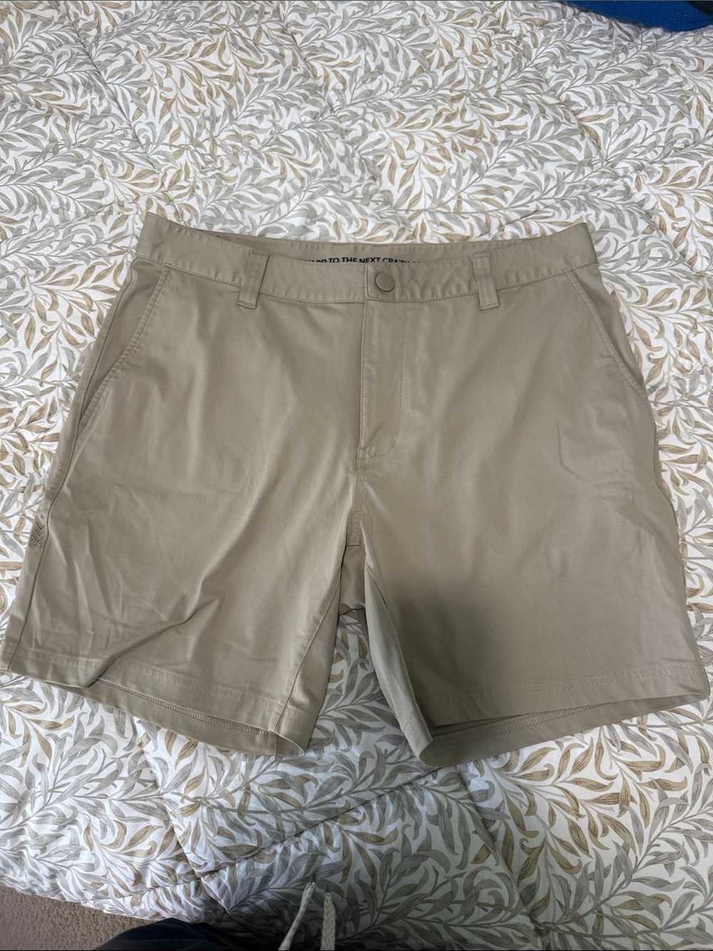 Men's Flat Front Performance Shorts in Khaki - Unbranded
